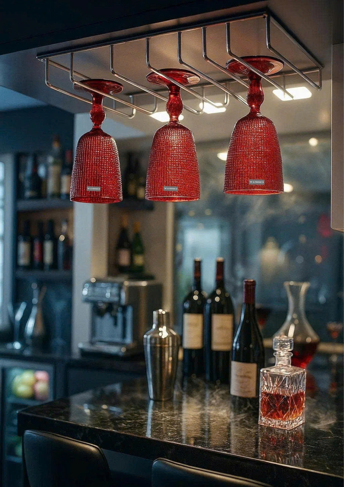 BỘ 6 LY THỦY TINH VÂN LƯỚI - MÀU ĐỎ