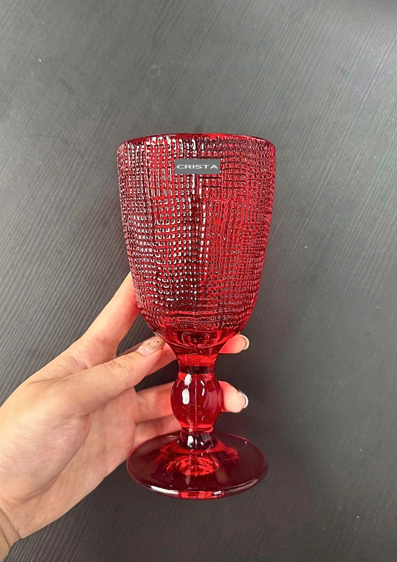 BỘ 6 LY THỦY TINH VÂN LƯỚI - MÀU ĐỎ