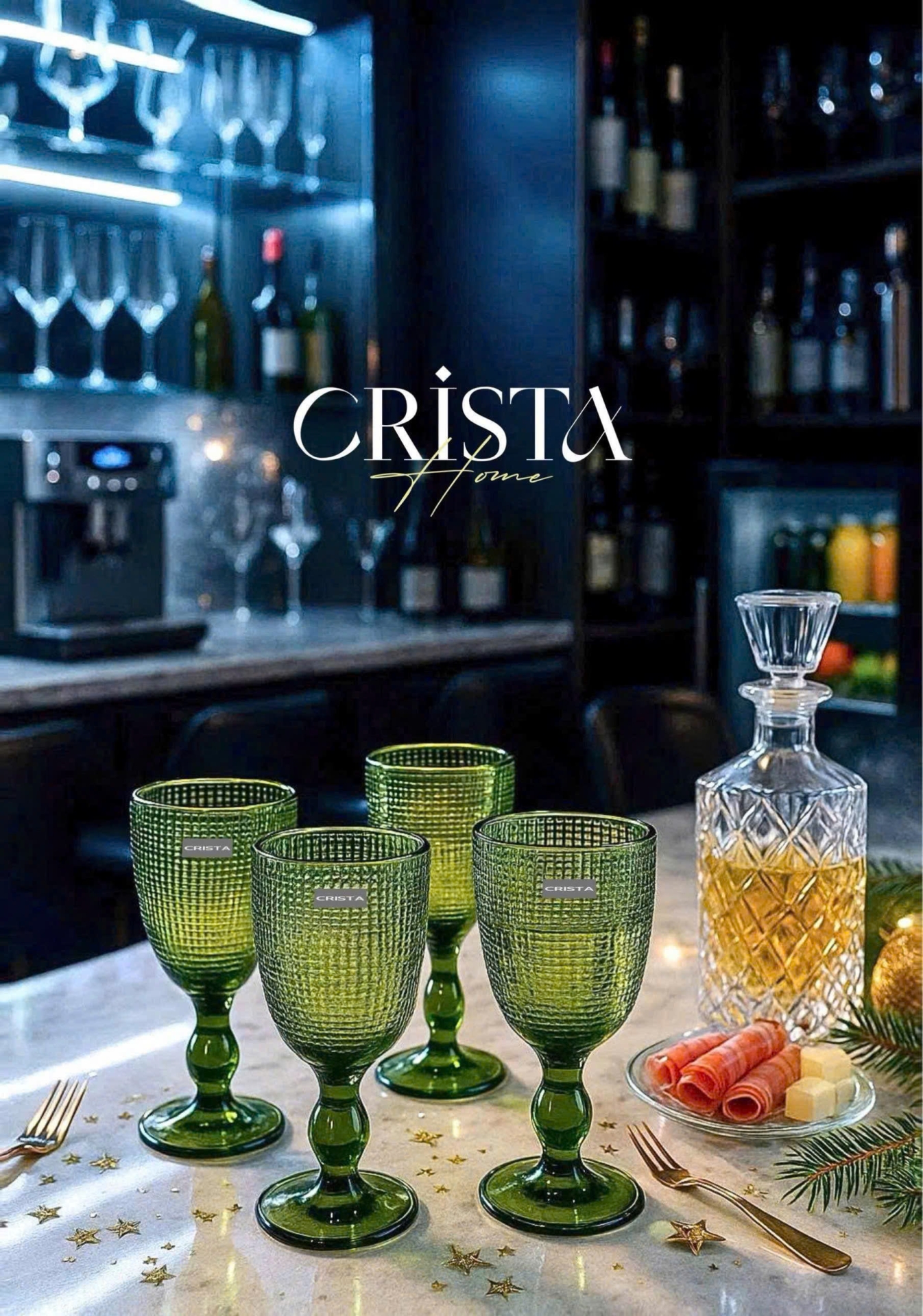 BỘ 6 LY THỦY TINH VÂN LƯỚI - MÀU XANH LÁ