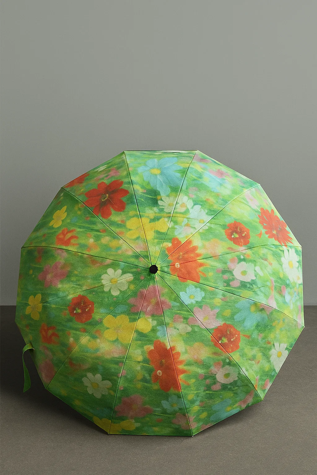 Ô họa tiết hoa 12 nan kép chống UV, chống thấm nước (Màu hoa xanh đỏ)