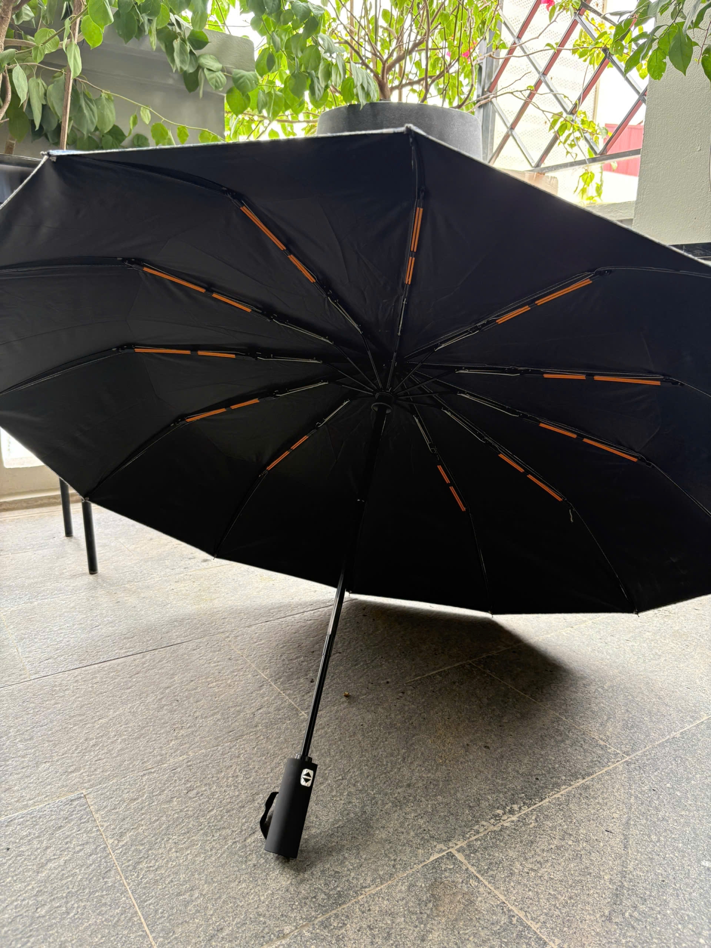 Ô họa tiết hoa 12 nan kép chống UV, chống thấm nước (Màu hoa xanh đỏ)