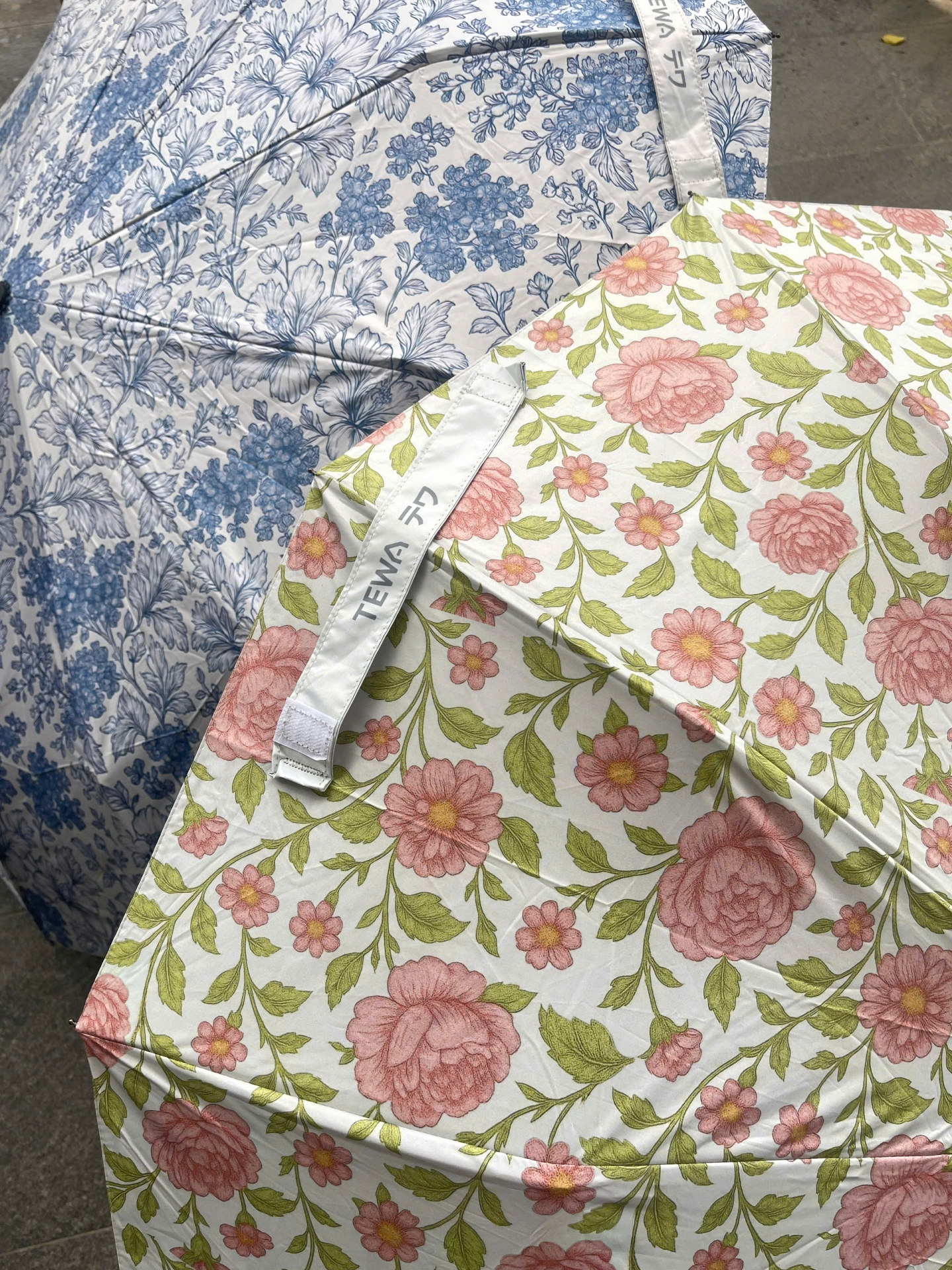 Ô họa tiết hoa 12 nan kép chống UV, chống thấm nước (Màu hoa hồng)