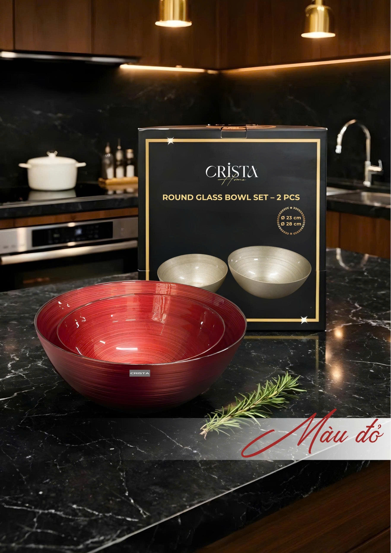 Bộ 2 Bát Thủy Tinh Tròn 4.5L + 2.2L - 6 màu