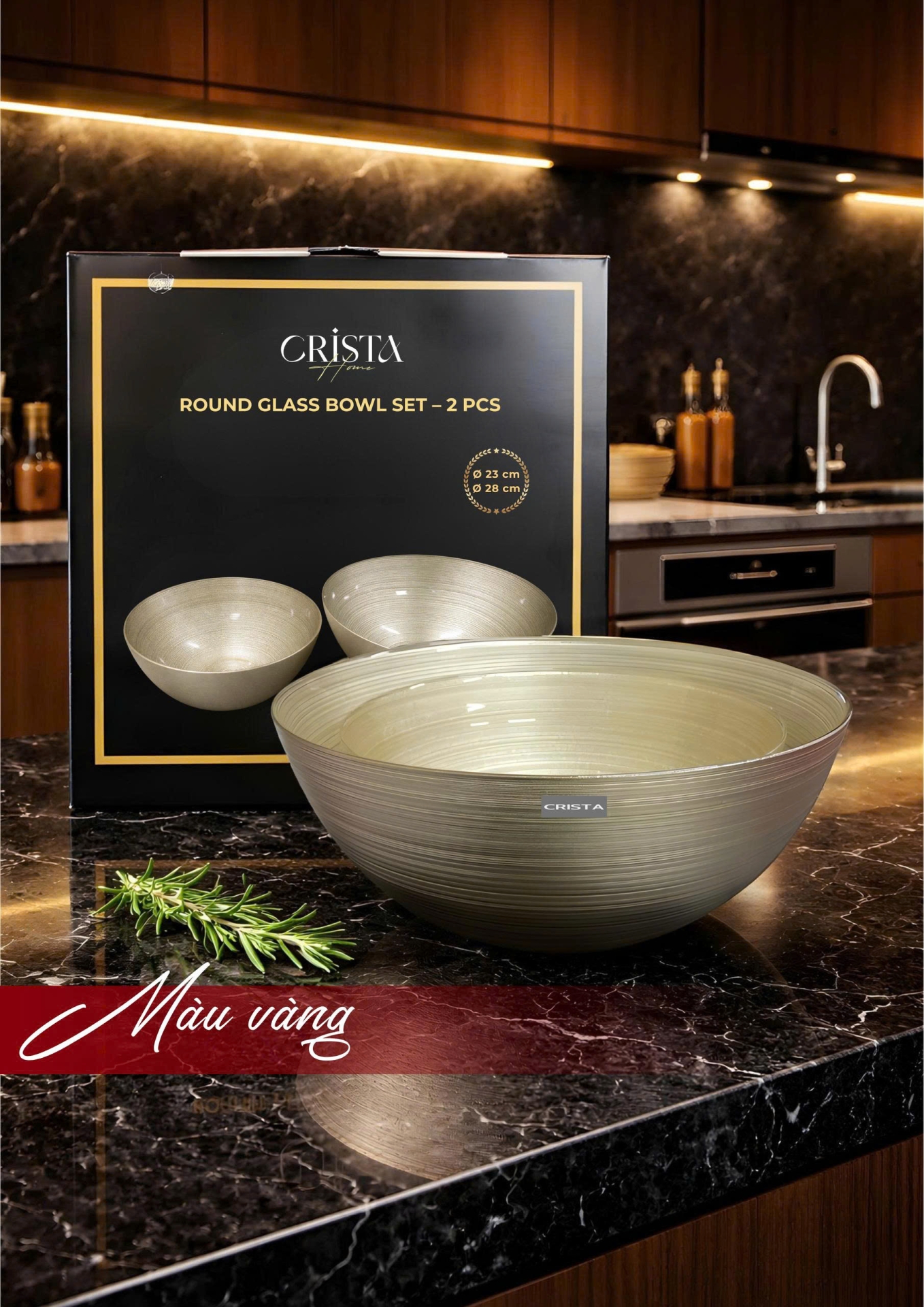 Bộ 2 Bát Thủy Tinh Tròn 4.5L + 2.2L - 6 màu