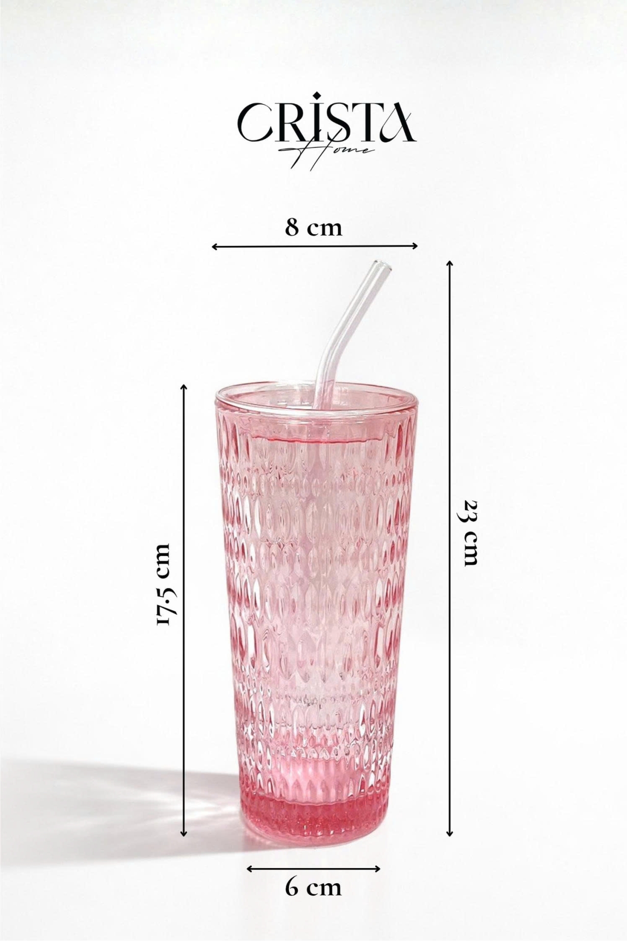 BỘ 2 CỐC THỦY TINH KÈM ỐNG HÚT - 5 Màu, 500ML CRISTA HOME