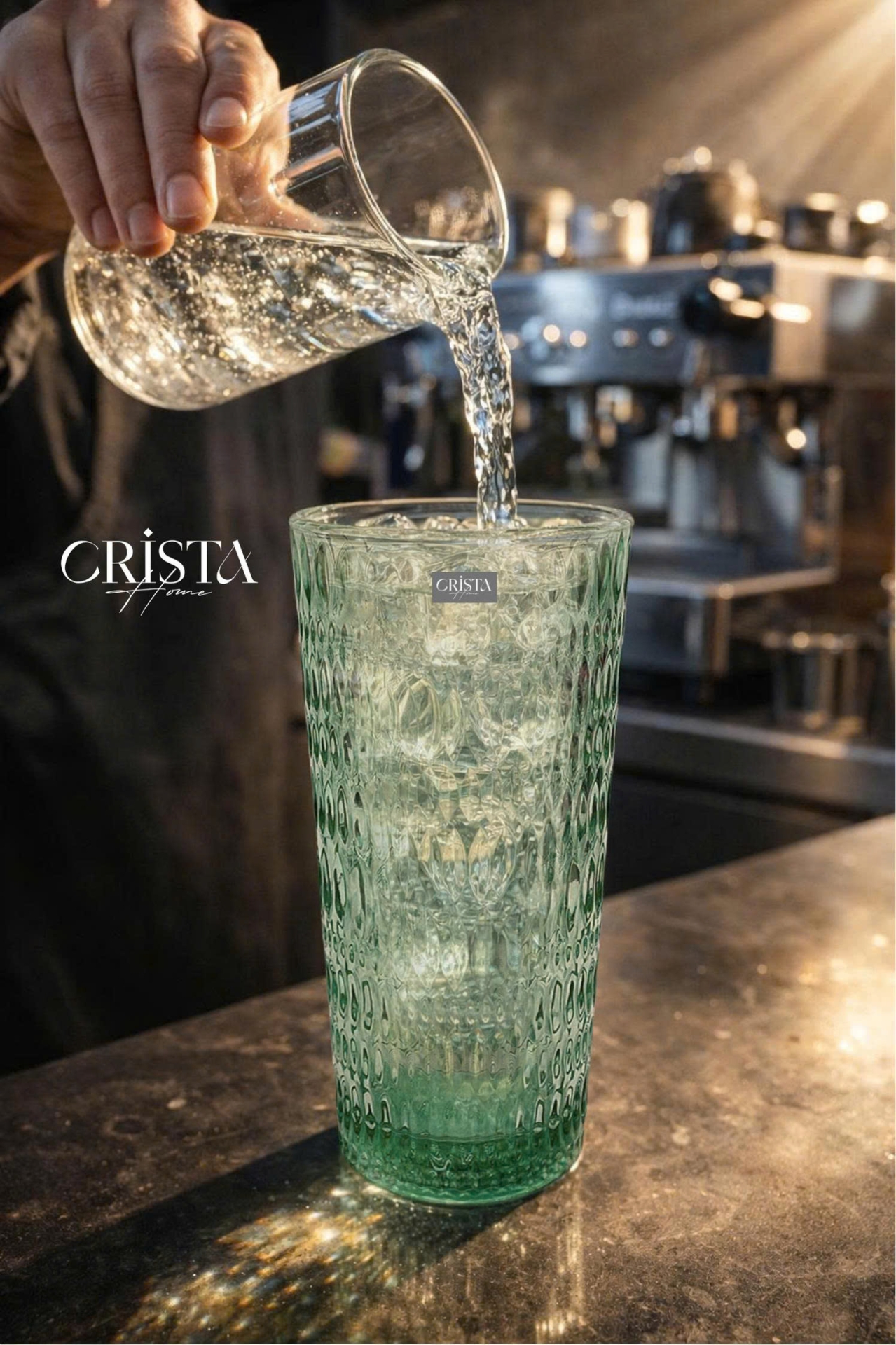 BỘ 2 CỐC THỦY TINH KÈM ỐNG HÚT - 5 Màu, 500ML CRISTA HOME