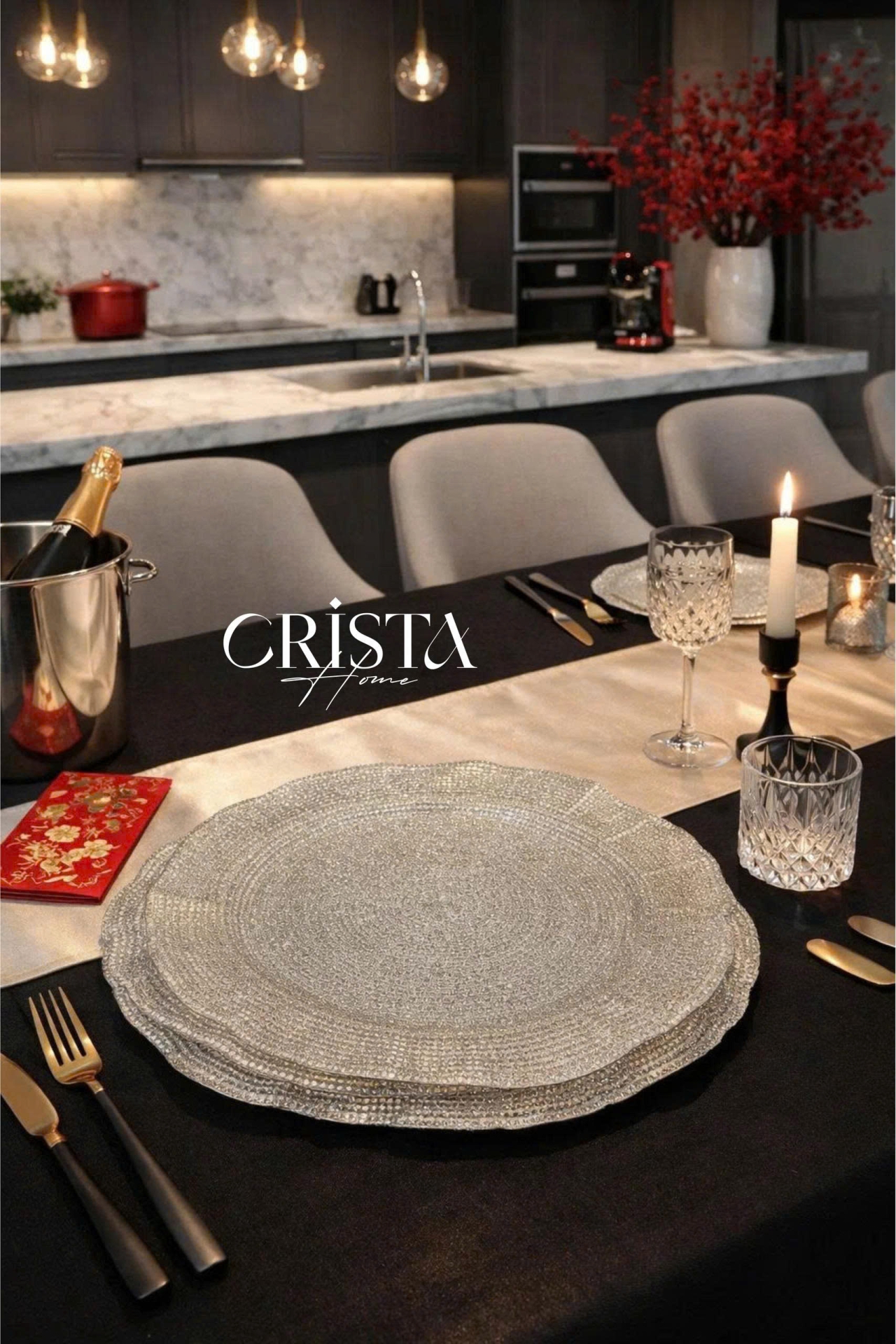 Bộ 2 Đĩa Thủy Tinh Tròn 30cm + 34cm - 4 màu