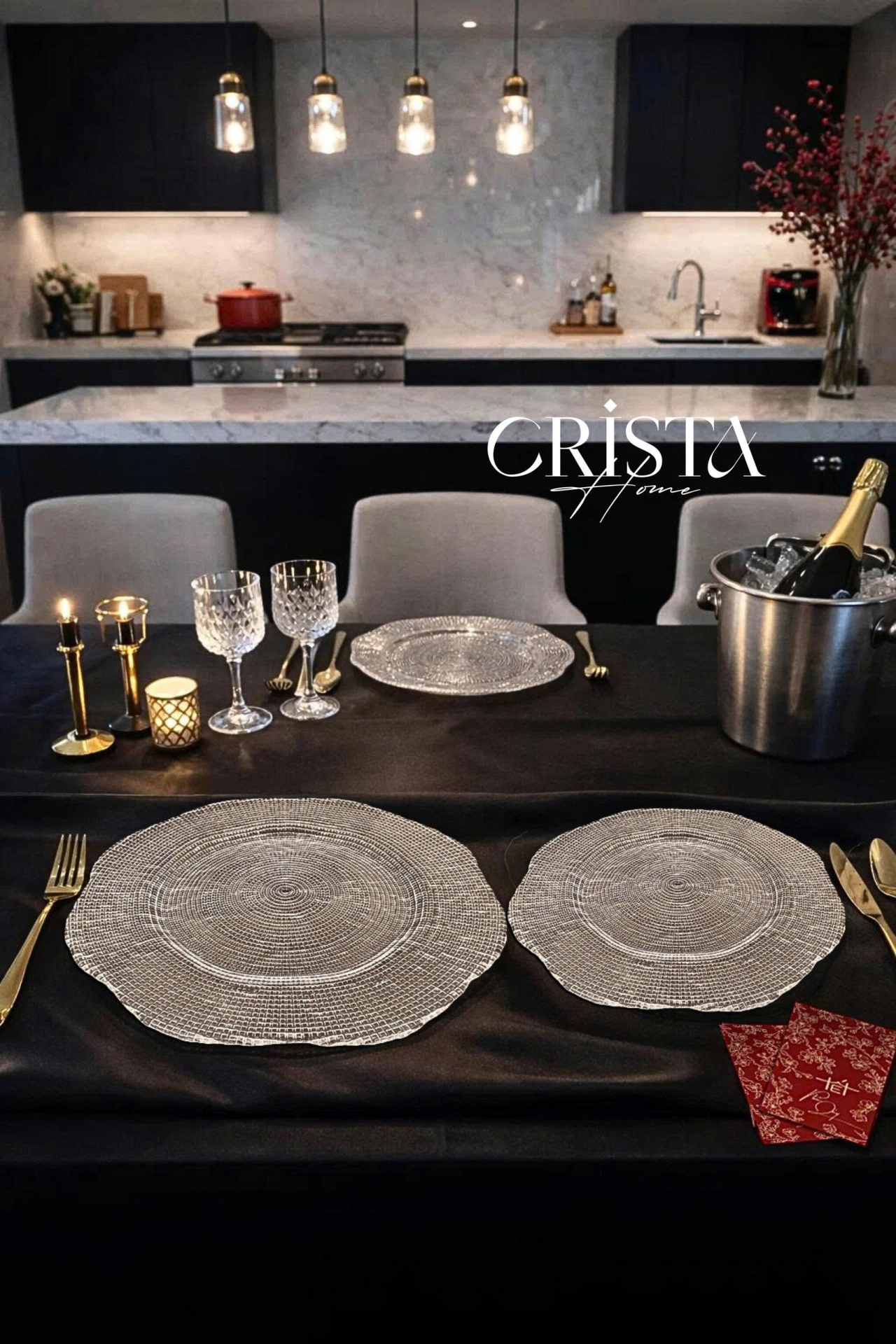 Bộ 2 Đĩa Thủy Tinh Tròn 30cm + 34cm - 4 màu