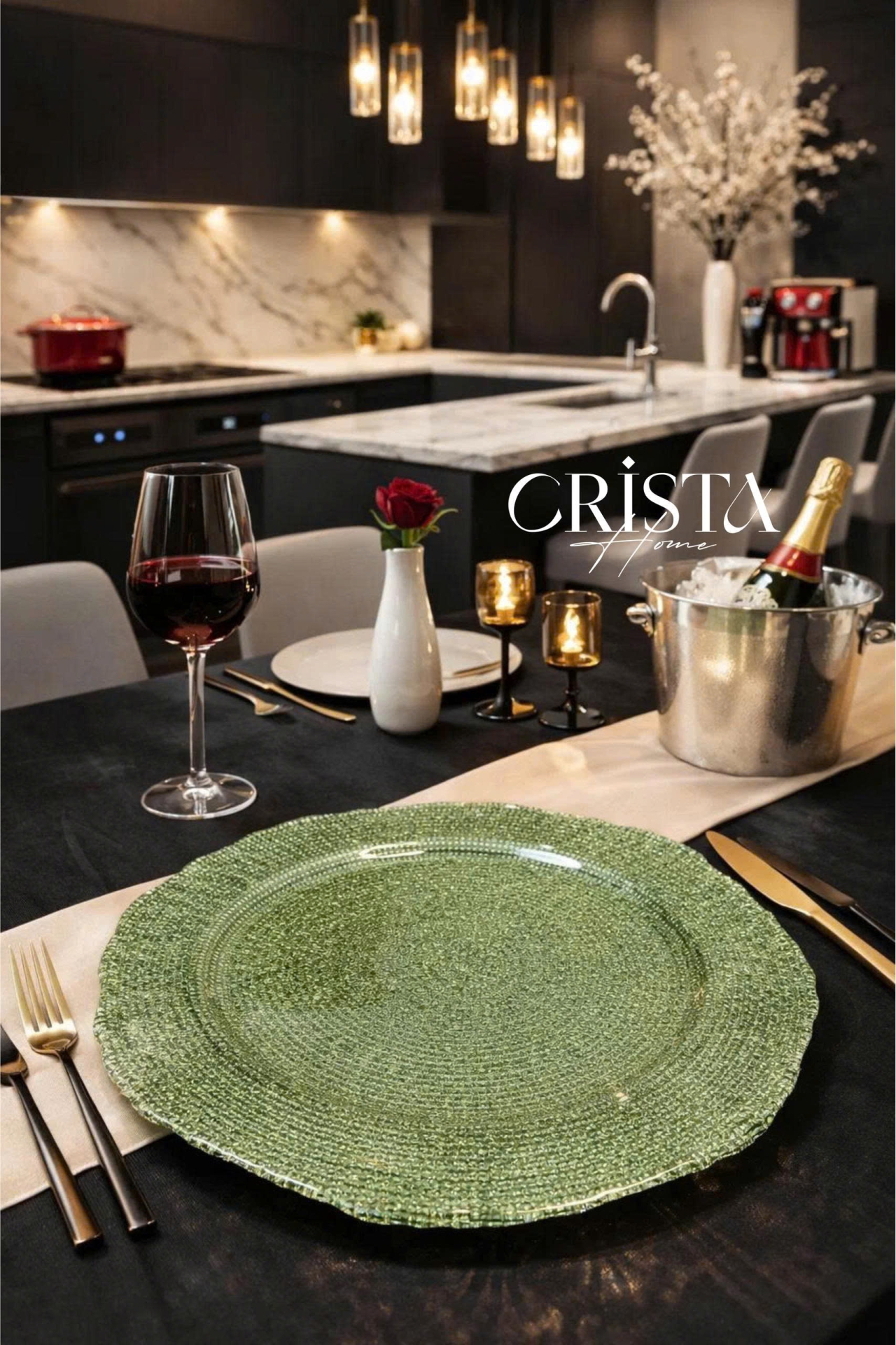 Bộ 2 Đĩa Thủy Tinh Tròn 30cm + 34cm - 4 màu