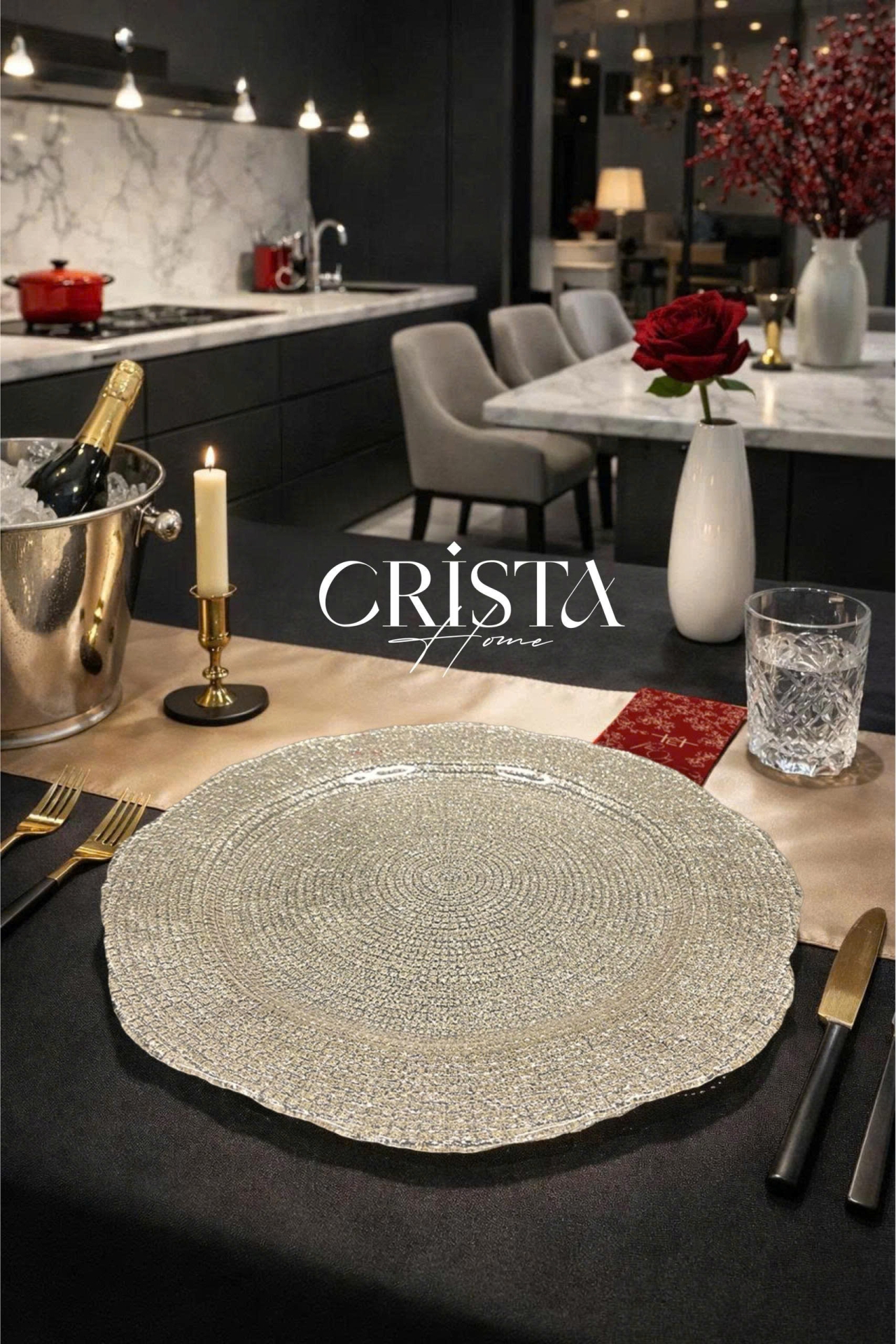 Bộ 2 Đĩa Thủy Tinh Tròn 30cm + 34cm - 4 màu