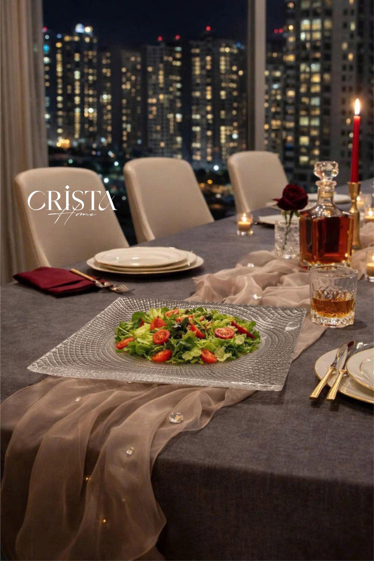 Bộ 2 Đĩa Thủy Tinh Vuông 24cm + 27.5cm - 5 màu