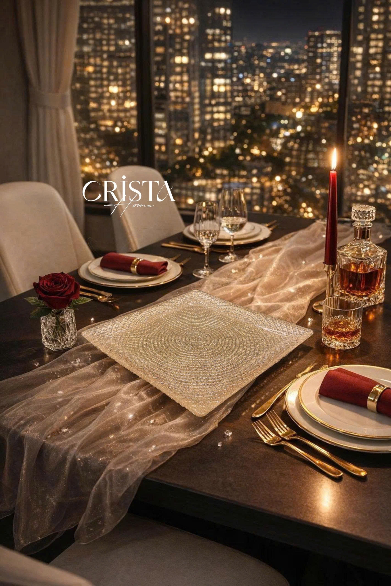 Bộ 2 Đĩa Thủy Tinh Vuông 24cm + 27.5cm - 5 màu