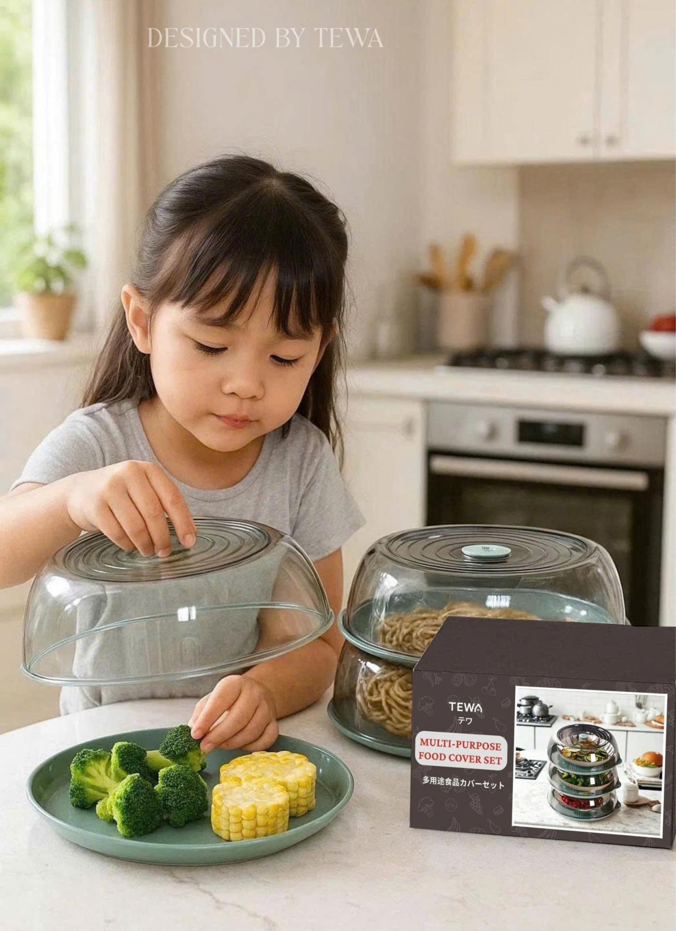 Set 3 hộp úp thức ăn màu xanh