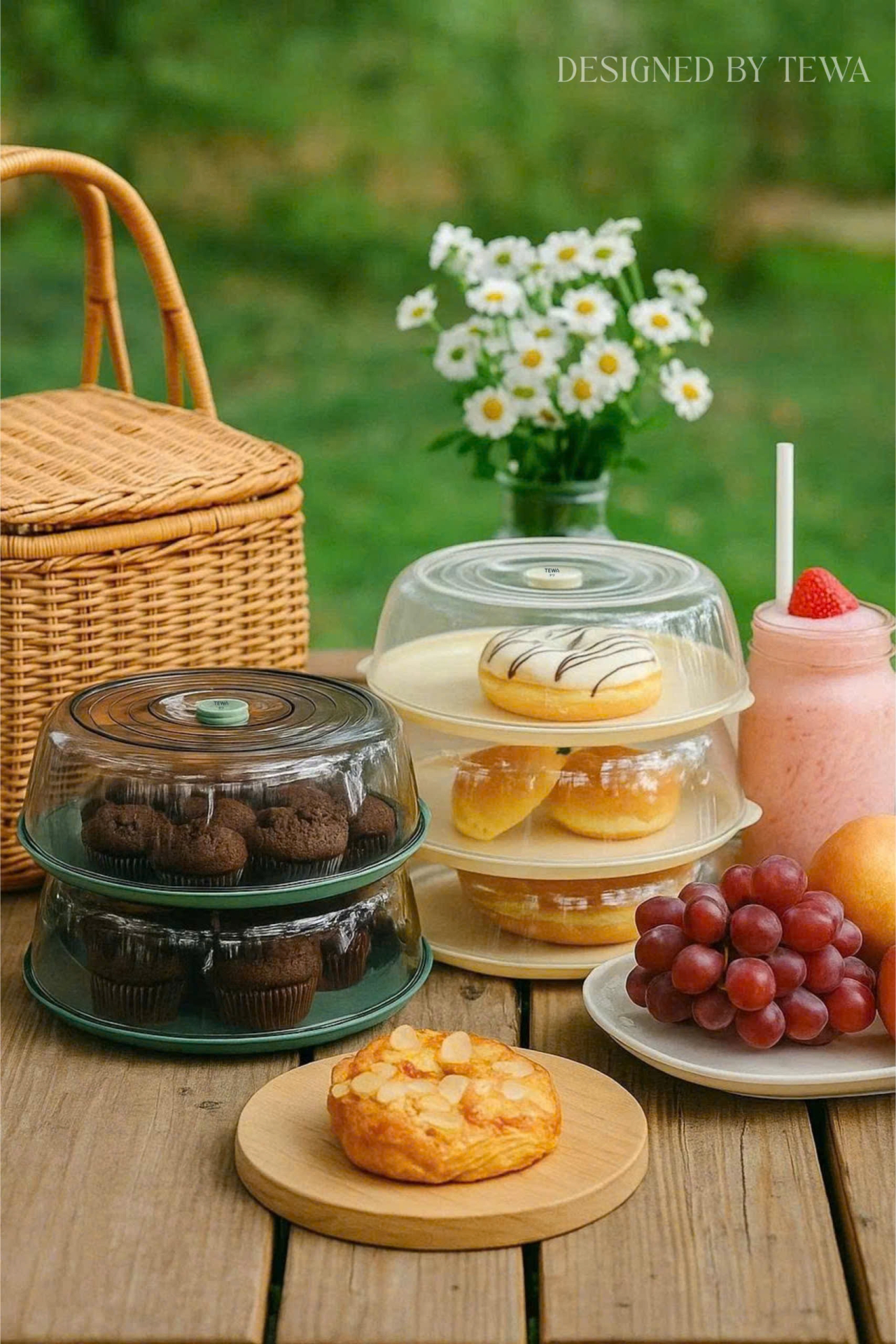 Set 3 hộp úp thức ăn màu kem