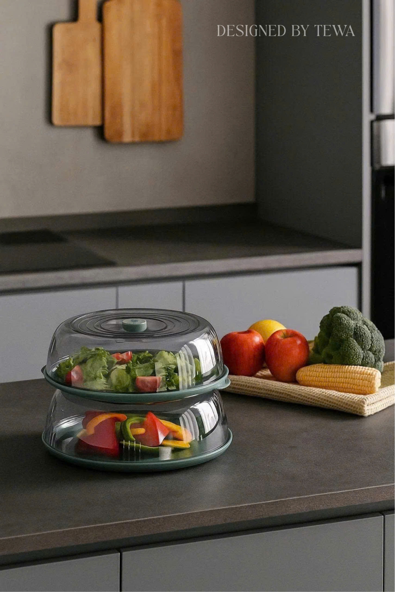 Set 3 hộp úp thức ăn màu xanh