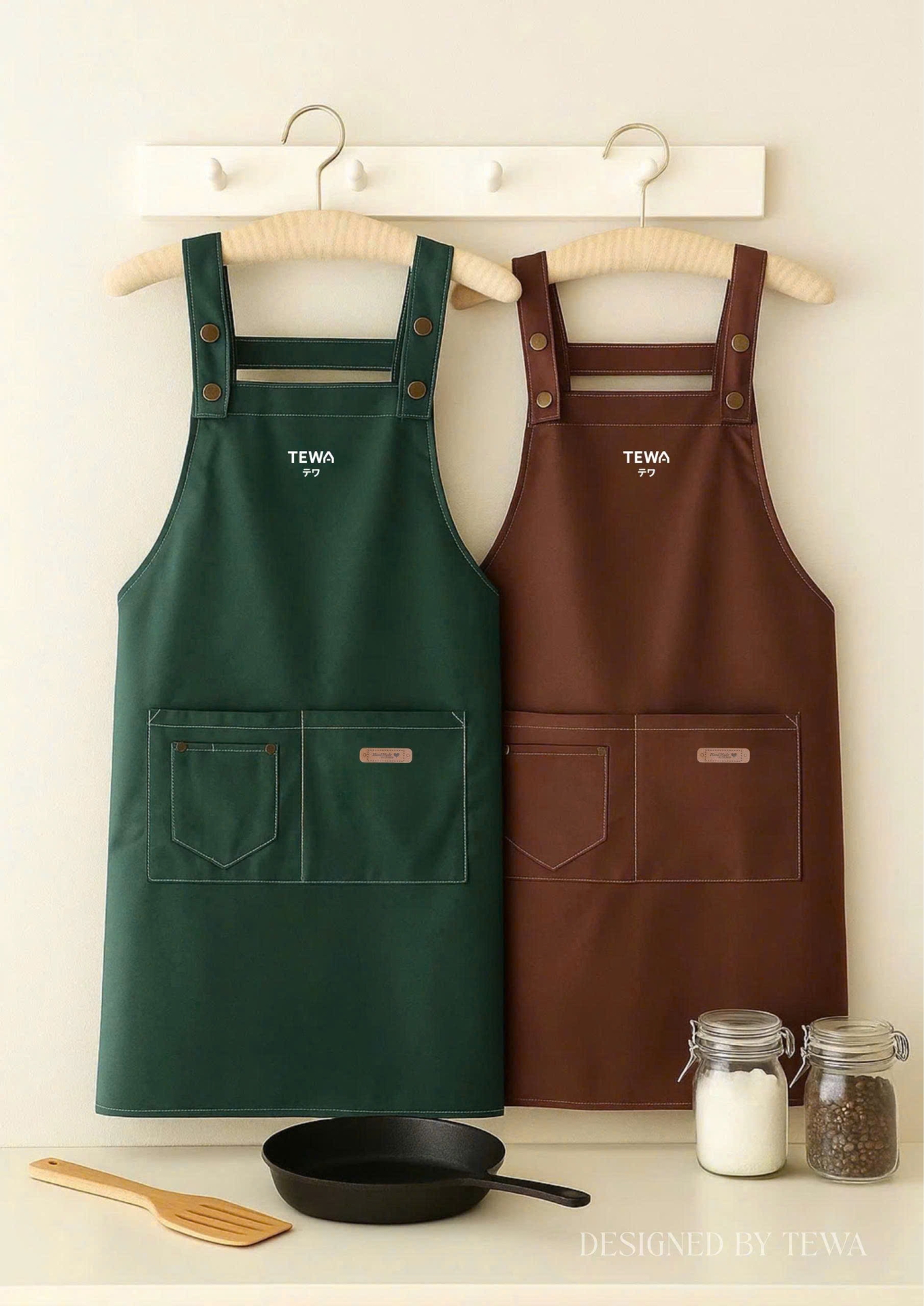 Tạp dề chống thấm kèm túi màu xanh lá