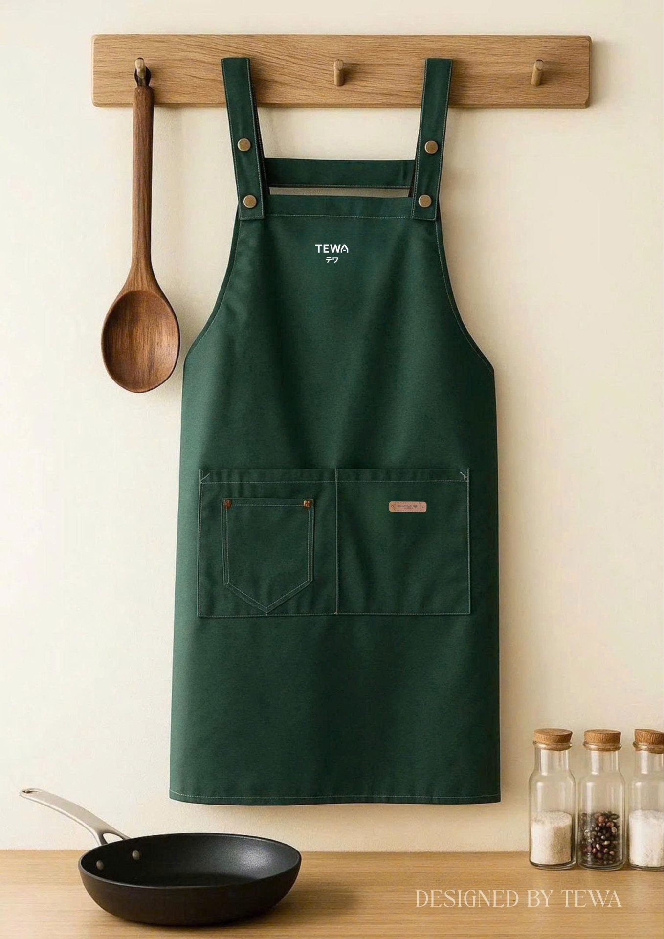 Tạp dề chống thấm kèm túi màu xanh lá