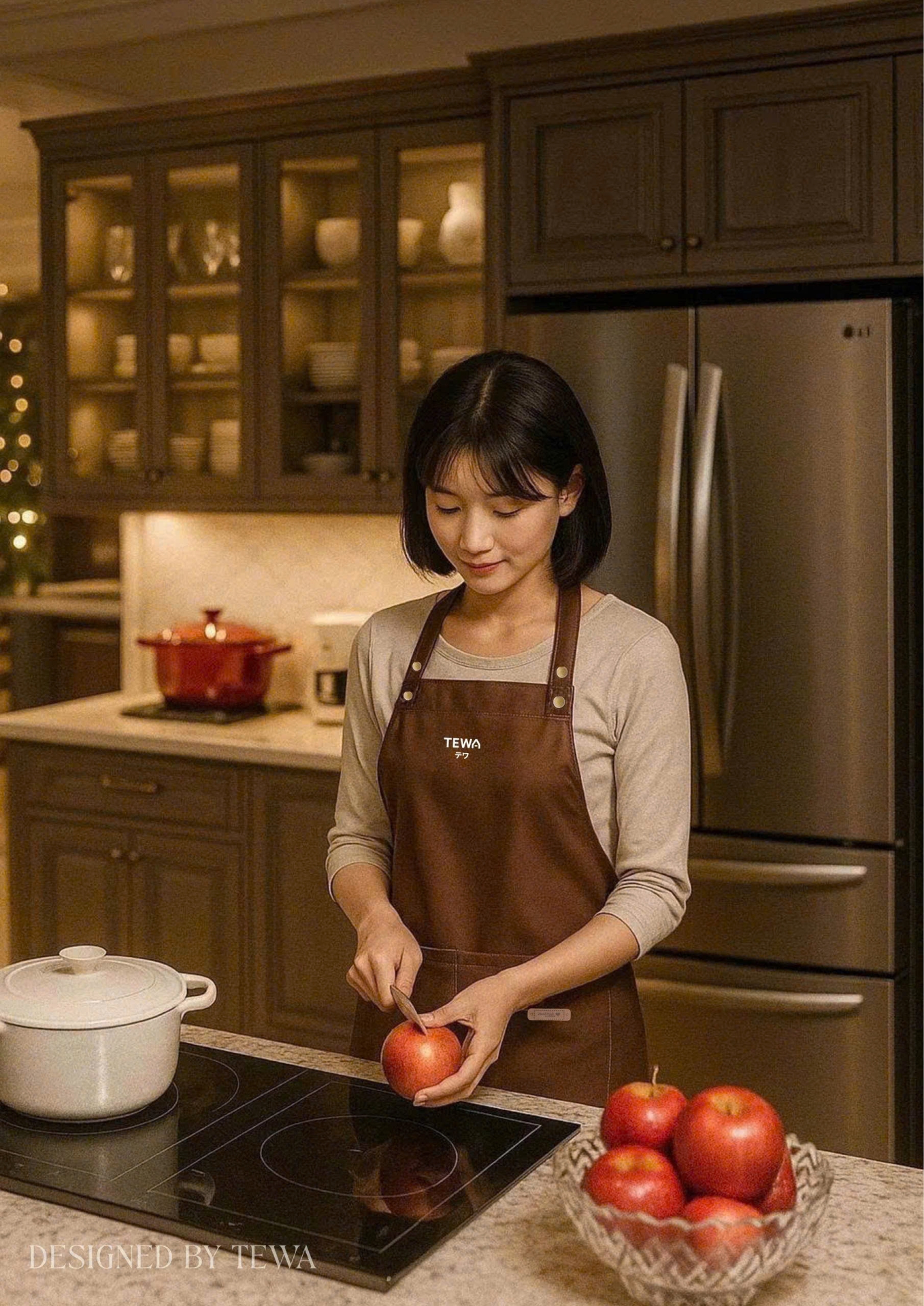 Tạp dề chống thấm kèm túi màu Coffee