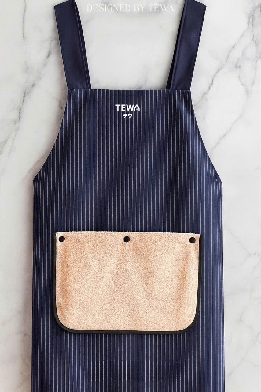 Tạp dề chống thấm kèm khăn lau tay màu navy