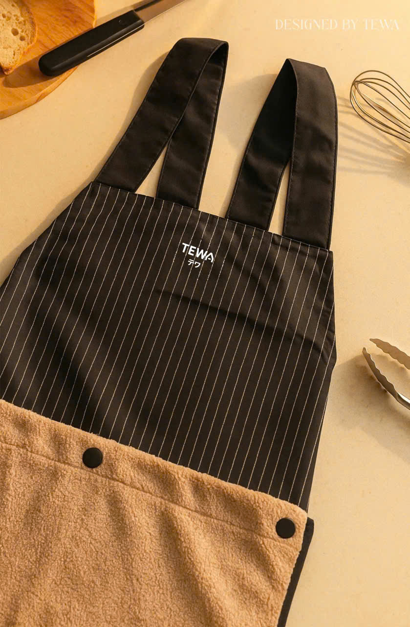 Tạp dề chống thấm kèm khăn lau tay màu đen