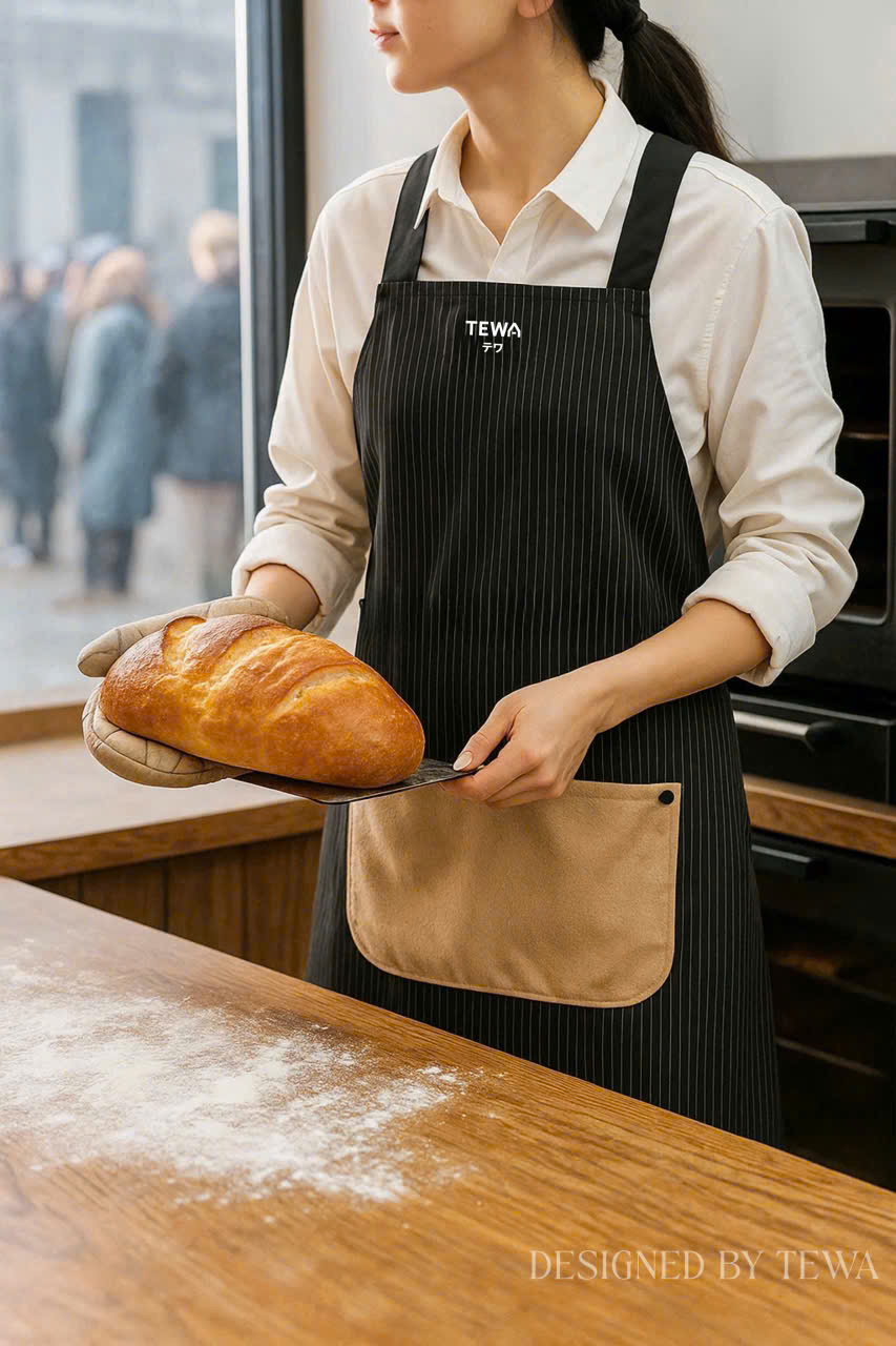 Tạp dề chống thấm kèm khăn lau tay màu đen