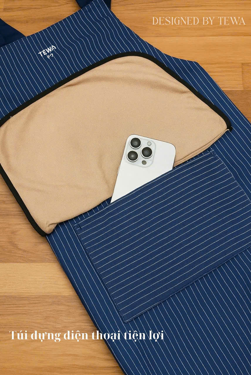 Tạp dề chống thấm kèm khăn lau tay màu navy