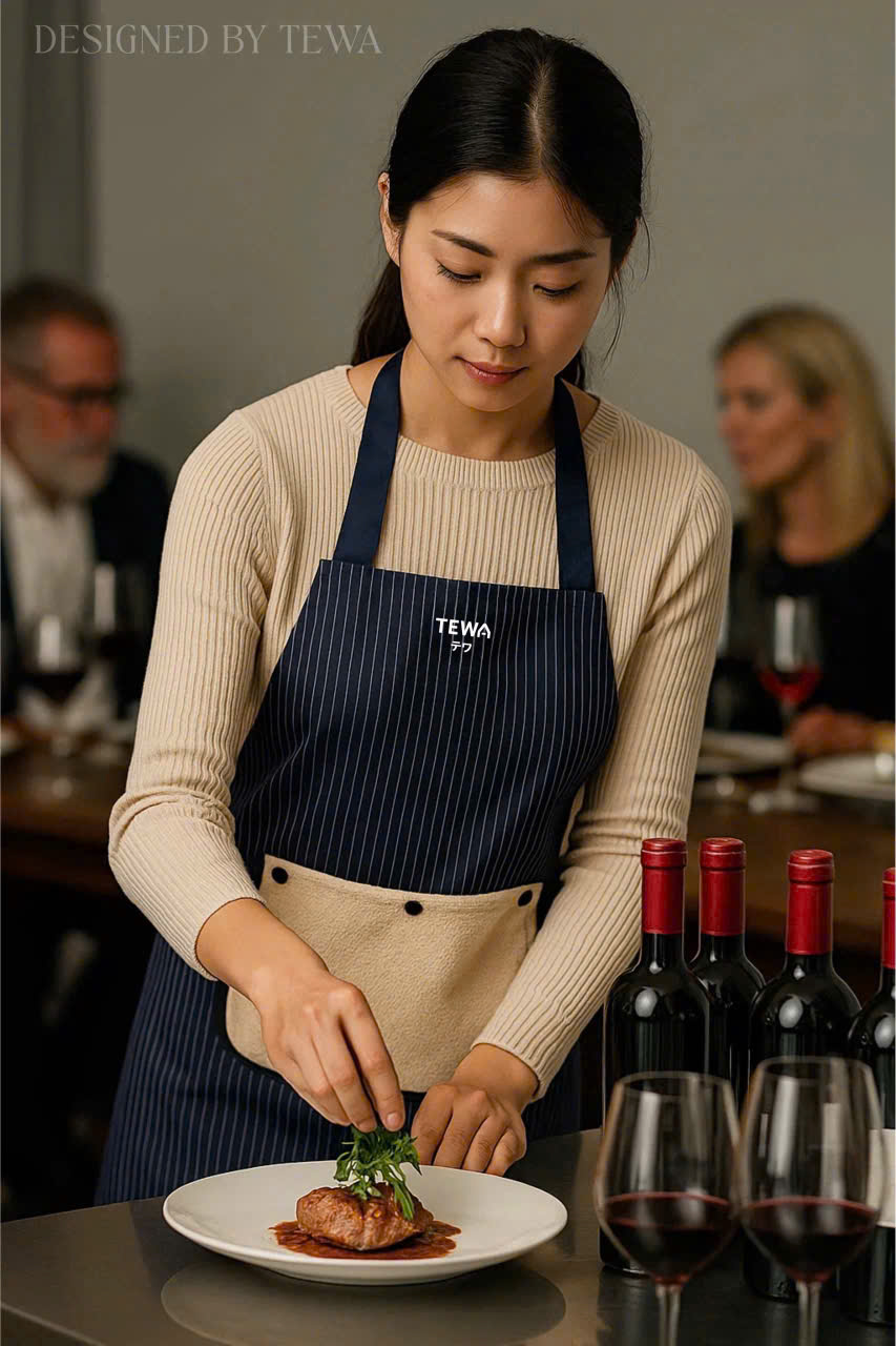 Tạp dề chống thấm kèm khăn lau tay màu navy