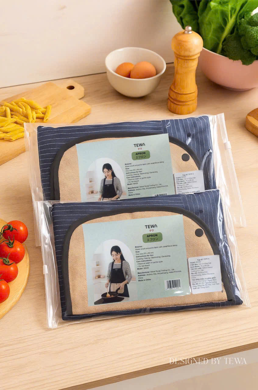 Tạp dề chống thấm kèm khăn lau tay màu navy