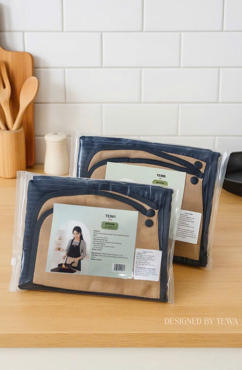 Tạp dề chống thấm kèm khăn lau tay màu navy