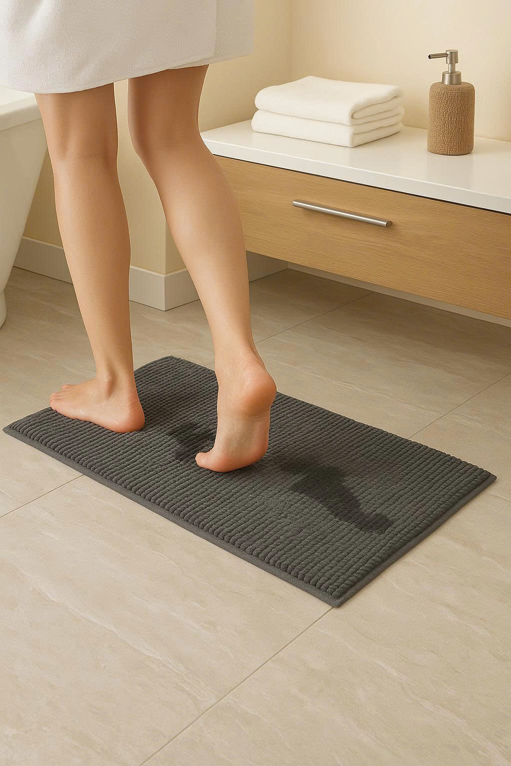 Thảm massage sợi nhung tuyết màu lông chuột 60 x 40 cm