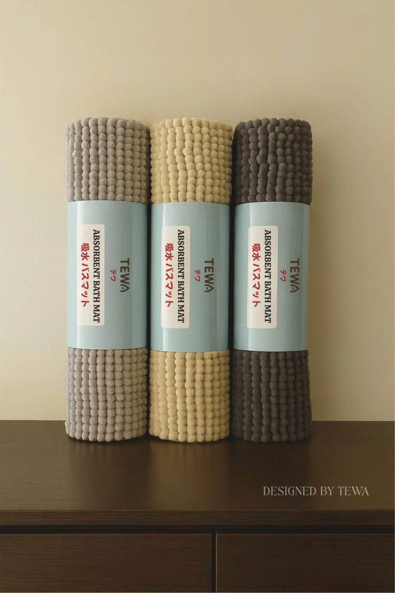 Thảm massage sợi nhung tuyết màu kem 60 x 40 cm