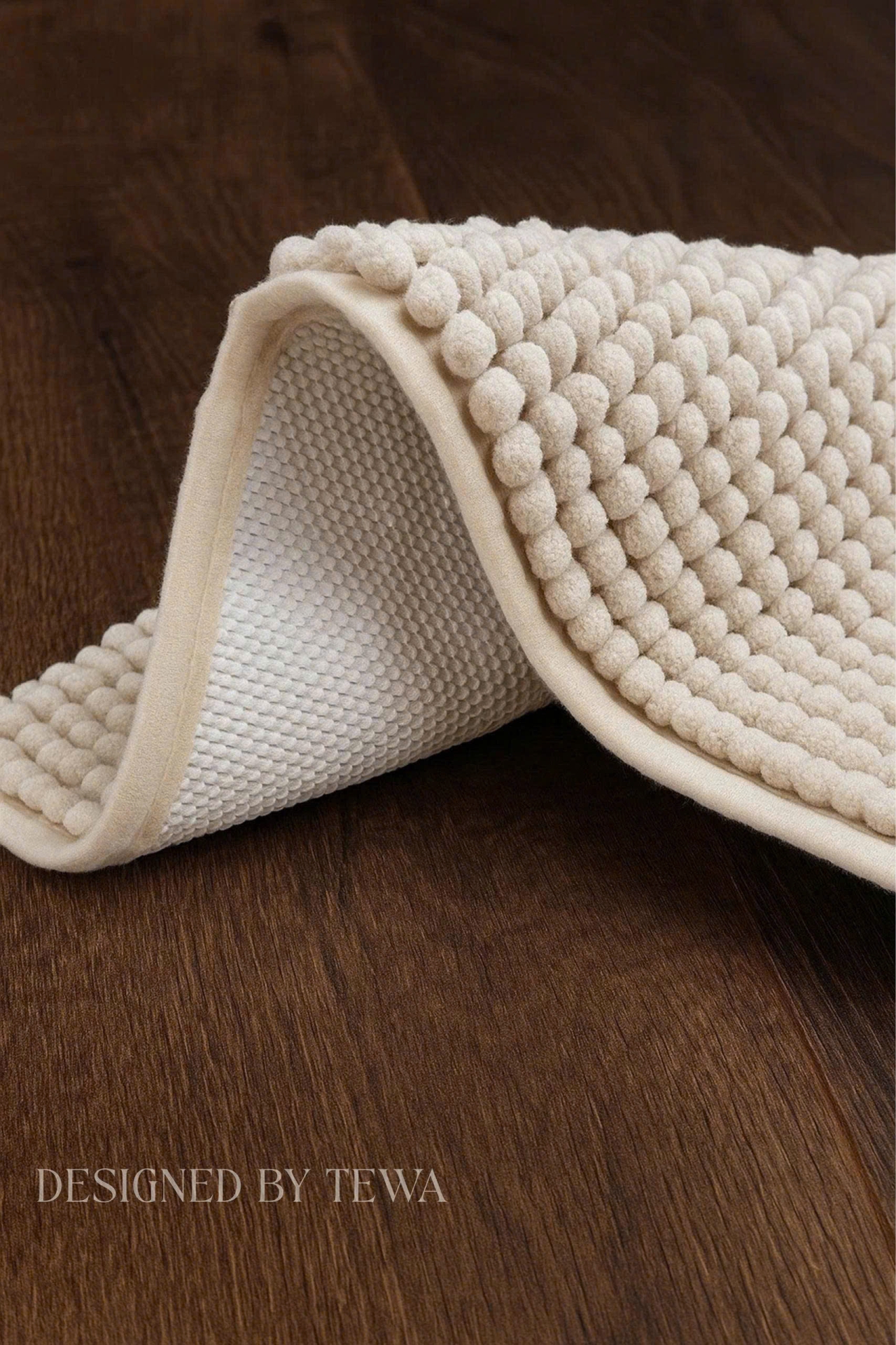 Thảm massage sợi nhung tuyết màu kem 60 x 40 cm