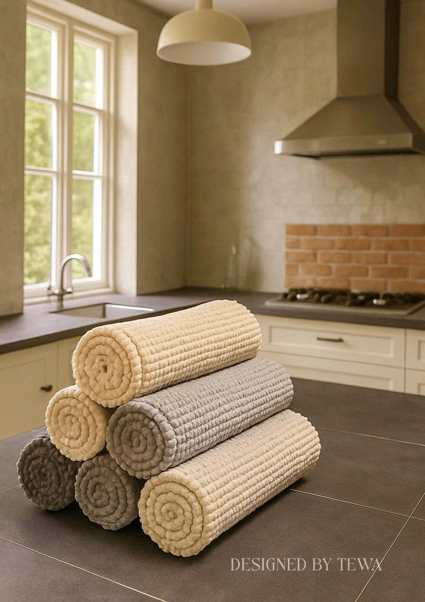 Thảm massage sợi nhung tuyết màu kem 60 x 40 cm