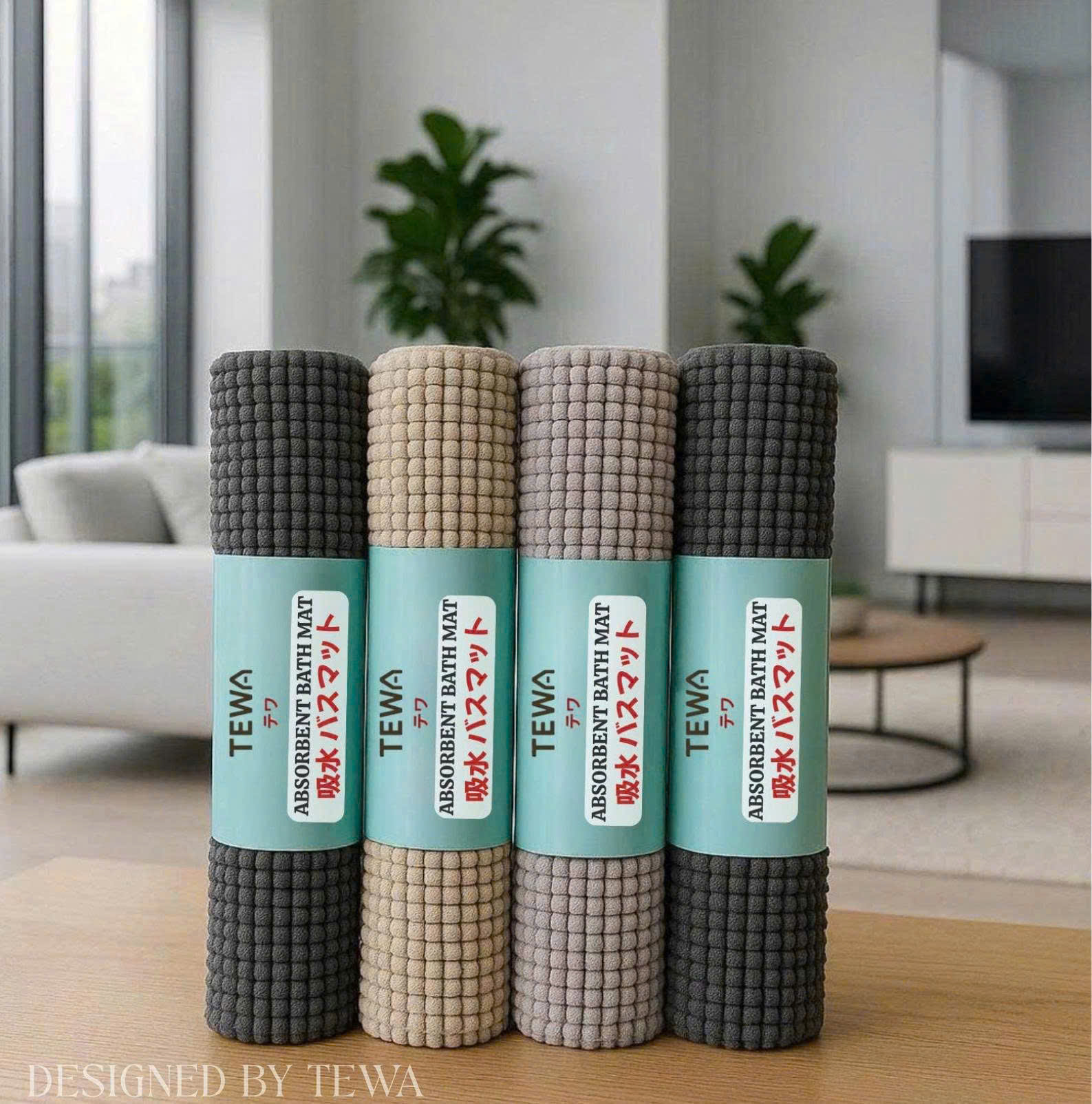 Thảm massage sợi nhung tuyết màu kem 60 x 40 cm