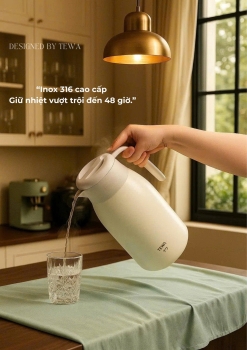 Bình giữ nhiệt 48h inox 316 màu trắng kem