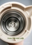 Bình giữ nhiệt 48h inox 316 màu trắng kem