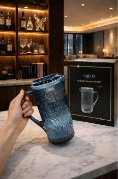 BÌNH THỦY TINH 5 Màu VÂN LƯỚI DẬP NỔI 1L CRISTA HOME