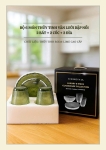 BỘ 6 MÓN THỦY TINH VÂN LƯỚI DẬP NỔI MÀU XANH