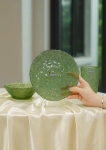 BỘ 6 MÓN THỦY TINH VÂN LƯỚI DẬP NỔI MÀU XANH