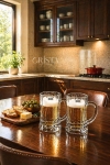 BỘ 6 CỐC BIA THỦY TINH VÂN SỌC NỔI CÓ QUAI 550ML CRISTA HOME - 3 Màu