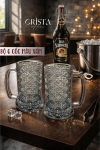 Bộ 6 Cốc Bia Thủy Tinh Vân Pha Lê Có Quai 3 MÀU - 420ML CRISTA HOME
