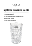 Bộ 6 Cốc Thủy Tinh Cao CRISTA HOME Màu Trắng Vân Caro 350ml