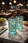 Bộ 6 Cốc Thủy Tinh Cao CRISTA HOME Màu Xanh Mint Vân Caro 350ml