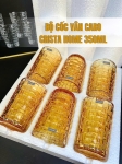 Bộ 6 Cốc Thủy Tinh Cao (8 Màu) Vân Caro 350ml