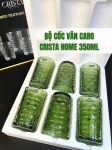 Bộ 6 Cốc Thủy Tinh Cao (8 Màu) Vân Caro 350ml