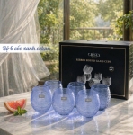 BỘ 6 CỐC THỦY TINH (8 Màu) DÁNG BẦU VÂN NGANG 300ML