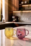 BỘ 6 CỐC DÁNG BẦU VÂN NGANG CÓ QUAI 350ML - 2 Màu CRISTA HOME