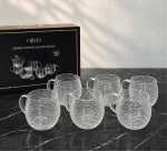 BỘ 6 CỐC DÁNG BẦU VÂN NGANG CÓ QUAI 350ML - 2 Màu CRISTA HOME