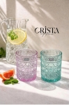 BỘ 6 CỐC THỦY TINH (2 Màu) VÂN PHA LÊ NỔI 390ML CRISTA HOME