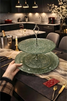 Bộ Đĩa 2 Tầng Thủy Tinh Tròn 28cm + 22.5cm - 4 màu